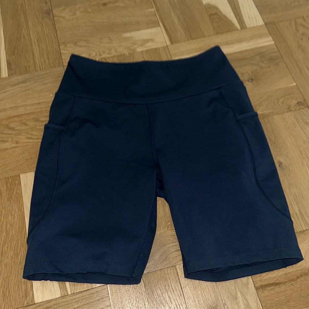 High-Waisted PowerSoft Biker Shorts Navy -- 8-inch inseam- Great Condition